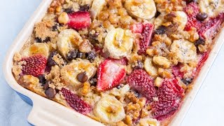 Strawberry Banana Baked Oatmeal Recipe [upl. by Raamaj205]