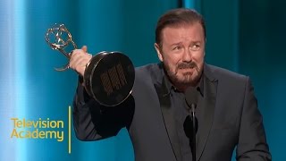 Emmys 2015  Ricky Gervais Finally Gets Another Emmy [upl. by Otiragram]