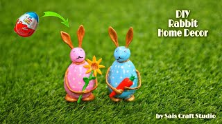 bestoutofwaste recycle  diy home decor with Kinder joy pack  how to make rabbit  airdry clay [upl. by Horowitz443]