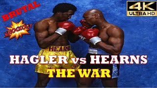 Marvin Hagler USA vs Thomas Hearns USA quotTHE WARquot  BRUTAL KNOCKOUT Super Fight  4K Ultra HD [upl. by Yhtimit518]