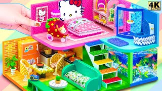 Build Cute 5 Color Hello Kitty House with Underground Aquarium from Cardboard ❤️ DIY Miniature House [upl. by Assilem]