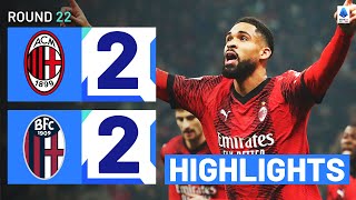 MILANBOLOGNA 22  HIGHLIGHTS  Three penalties in a crazy game at San Siro  Serie A 202324 [upl. by Natiha348]