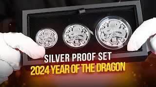 Unboxing 2024 Year of the Dragon Silver Proof ThreeCoin Set [upl. by Romeo]