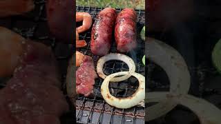 Japanese konro and binchotan charcoal grilled beef sausages shrimps and veggies shorts [upl. by Miguela]