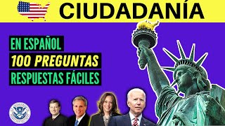 2024  100 PREGUNTAS para el examen de ciudadanía americana en ESPAÑOL una sola respuesta [upl. by Annawyt]