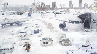 Germany is Freezing Munich Airport is covered with snow Snow Storm in München [upl. by Christoforo706]