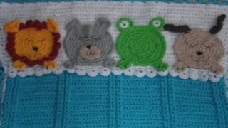 COBIJA TEJIDA A CROCHET DE ANIMALITOS PARTE 3 CARITAS DE ANIMALES [upl. by Courtenay116]