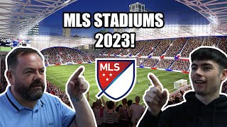 BRITISH FATHER AND SON REACTS MLS Stadiums 2023 [upl. by Enia]