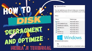 HOW TO DISK DEFRAGMENT AND OPTIMIZE SPEED UP YOU PC  IN HINDI  NEHRA JI TECHNICAL [upl. by Photima]