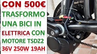 Come trasformare una bici in elettrica con motore 250W Batteria 36v 19Ah da zero col Kit ebike TSDZ2 [upl. by Castera]