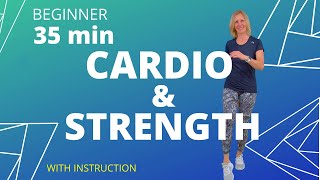 35 min Cardio and Strength FullBody Workout for Beginners  AllinOne Workout [upl. by Ahsaekal]