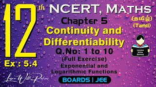 Continuity and Differentiability  QNo 1 to 10  Ex 54  Ch 5  Class 12  NCERT  Maths  Tamil [upl. by Jeni270]