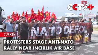 Protesters Stage AntiNATO Rally Near Incirlik Air Base [upl. by Akinuahs]