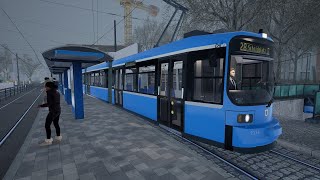 TramSim Munich  Line 27 in Winter Gameplay [upl. by Lahtnero]