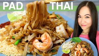 REZEPT Pad Thai  gebratene Nudeln mit Tofu und Garnelen  thailändische Reisnudeln kochen [upl. by Lawtun950]