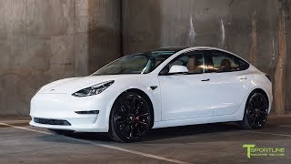 Pearl White Tesla Model 3 Customized with a Special Interior Color and 20quot Staggered TST Wheels [upl. by Arella]