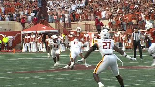 Arch Manning throws his firstcareer interception with the Texas Longhorns  ESPN College Football [upl. by Auqenat]