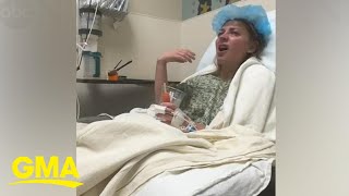 Woman has hilarious reaction after anesthesia ‘They took my tonsils… and my hat’ [upl. by Anem]