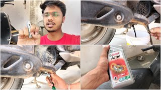 changing engine oil in activa 5g with spark plug opener  change engine oil at home [upl. by Fattal]