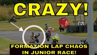 CRAZIEST Start to a Junior Motorcycle Race EVER [upl. by Ylrahc]