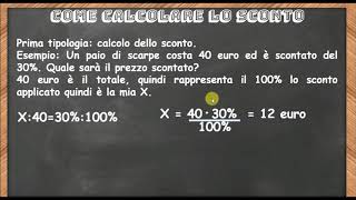 Come calcolare lo sconto [upl. by Yeknarf]