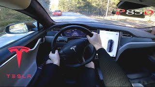 2016 Tesla Model S P85D 700HP  POV Country Road TEST DRIVE [upl. by Amarette]