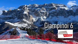 Pista Ciampinoi 6 panoramica discesa verso Plan de Gralba valgardena dolomitisuperski ciampinoi [upl. by Farleigh]