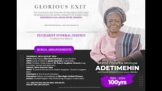 CELEBRATION OF LIFE  MAMA FLORENCE ADETIMEHIN [upl. by Clarie]