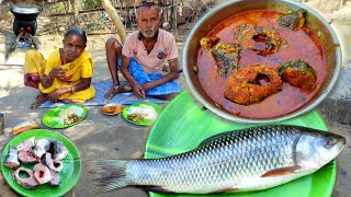 Fish Curry Recipe Village style Rohu fish masala cooking amp eating cooking by santali mother [upl. by Egan]