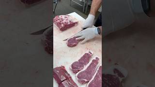 Cutting Beef Strip Steaks 🔪🥩 shorts beef stripsteak steaks butcher [upl. by Svoboda82]