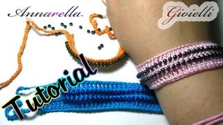 Tutorial  Come inserire le perline alluncinetto  Bracciale  Crochet bracelet with beads [upl. by Haeel]