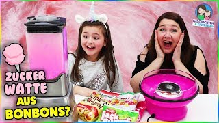 ZUCKERWATTE AUS BONBONS  geht das COTTON CANDY CHALLENGE 🍭 Geschichten und Spielzeug [upl. by Kcirneh850]