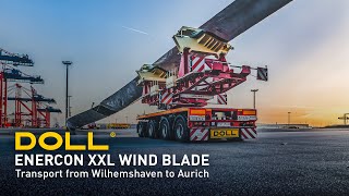 Transport of Enercon XXL wind blade prototype for E175 EP5 turbine with DOLL [upl. by Loy]