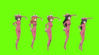 Girls und Panzer Anglerfish Dance Green screen [upl. by Armando326]