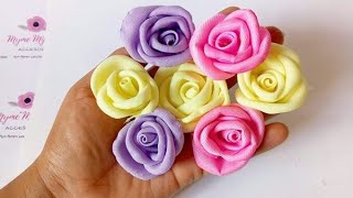 Канзаши  ROSAS DE TELA FACILES  FABRIC ROSES  avonessa [upl. by Hoes]