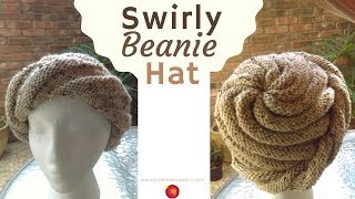 Swirly Beanie Hat  Spiral Knit Hat Pattern  Swirl Knitted Cap Hat [upl. by Ase794]