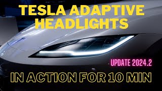 10 minutes of Tesla Adaptive Headlights in action Update 20242 [upl. by Nayb751]