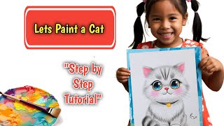 How to make Cat Painting  Painting tutorial for kids [upl. by Osrit]