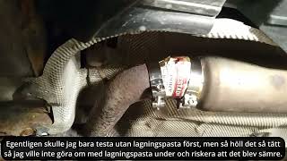 Fixa hål på avgasrör  läckage  med kortburk Volvo V50  fix exhaust pipe leak with beer can [upl. by Arbas]