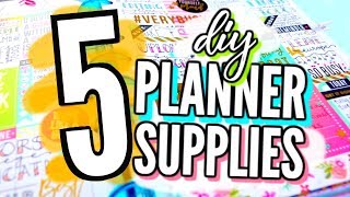 5 EASY DIY PLANNER SUPPLIES  About my Happy Planner  Back to School DIYs 2017 [upl. by Tomas]