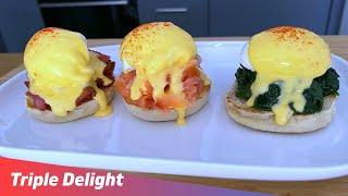 Eggs Benedict  Eggs Royale Eggs Florentine Triple Delight  Matins kitchen [upl. by Vasyuta340]