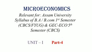 Introduction to Microeconomics  HS BA BCom AHSECCBCS FYUG  Part 4 SadamAhamed [upl. by Janaye105]