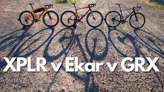 Gravel Cycling Groups Shimano GRX v SRAM XPLR AXS v Campagnolo Ekar [upl. by Lletnahs]