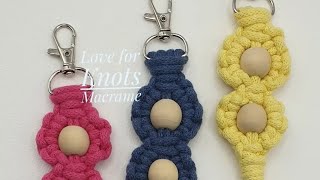 Macrame Keychain Cotton Cord amp Wooden Beads loveforknotsmacrame diy fyp handmade knots top [upl. by Quartana]