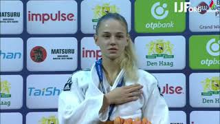 Anthem of Ukraine 2017 IJF The Hague Grand Prix womens 48 kg Daria Bilodid [upl. by Layman955]