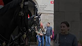 Woman Rubs Her Face after Rubbing the Horses Head Shorts kingsguard royalguard horseguard [upl. by Redmond487]