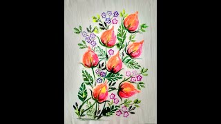 vegetable block printingstamp paintingpotato block painting [upl. by Joyan]