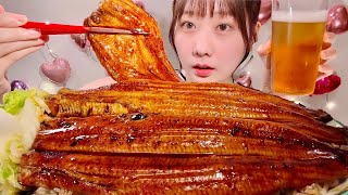 ASMR Unagi Don grilled eel rice bowl【Mukbang Eating Sounds】【English subtitles】 [upl. by Yelsnit65]