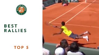 Top 5 Best Rallies  RolandGarros [upl. by Eelahs459]