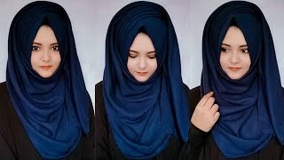 Side layered full coverage hijab Style [upl. by Eicart]